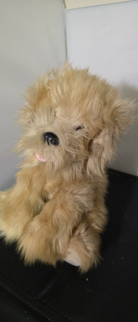 2006 VTG TY Furry “Colonel” Floppy Tan Dog Puppy Plush 10" tall, Red Collar